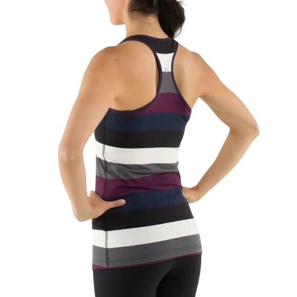 Lululemon Cool Racerback Hyper Stripe Tank Top in Plum - Picture 3 of 6